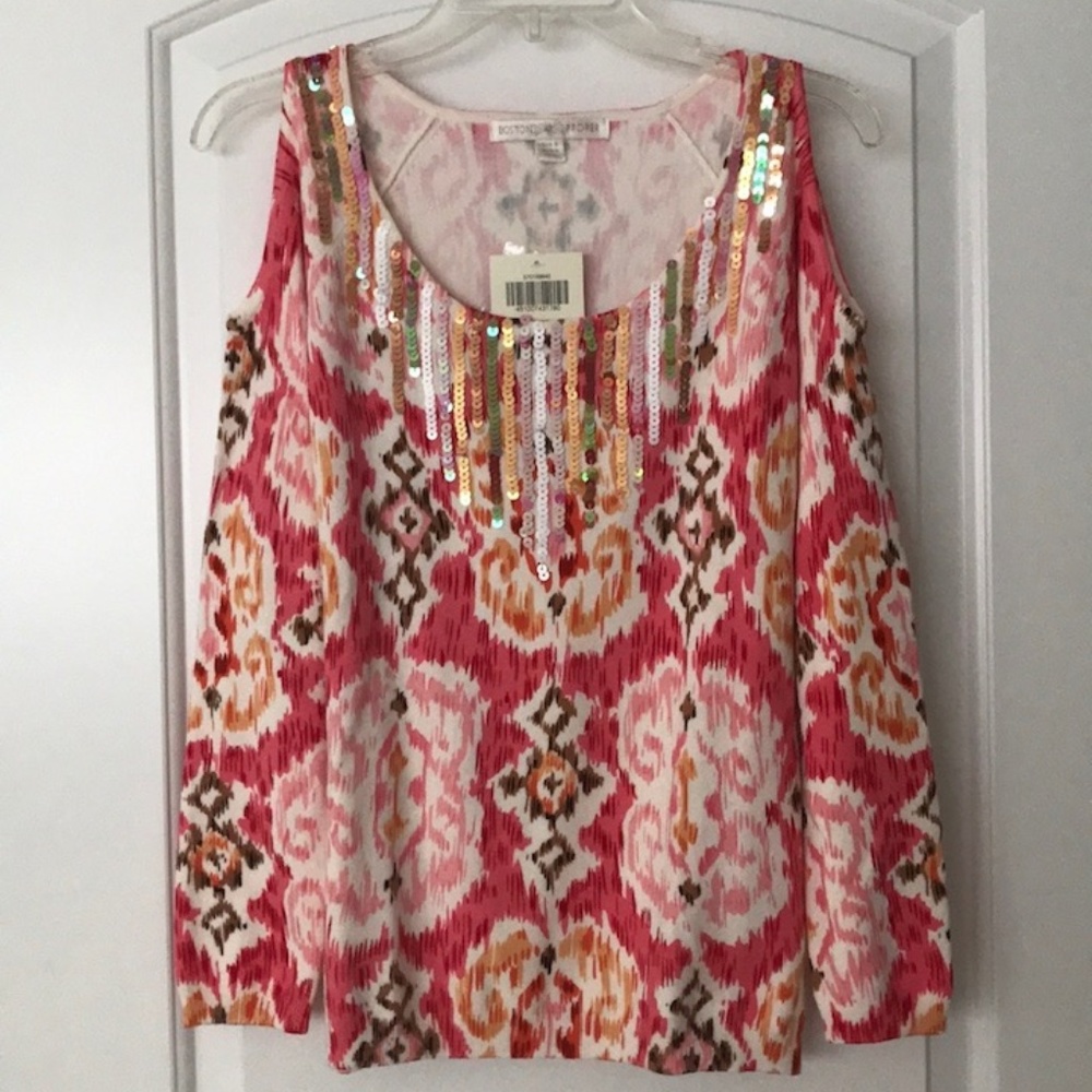 ✨Boston Proper Cold Shoulder Sequin Sweater